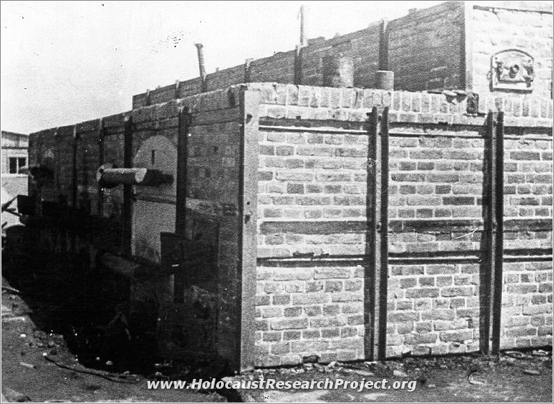 Side view of the remains of the Majdanek crematorium